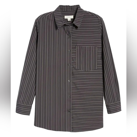 NWT Treasure & Bond Oversized Gray Stripe Button Up Size S - Picture 16 of 16